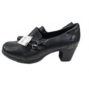 Thom McAn Women's Vintage Black Leather Flossie Heels Wide 9.5 NWT